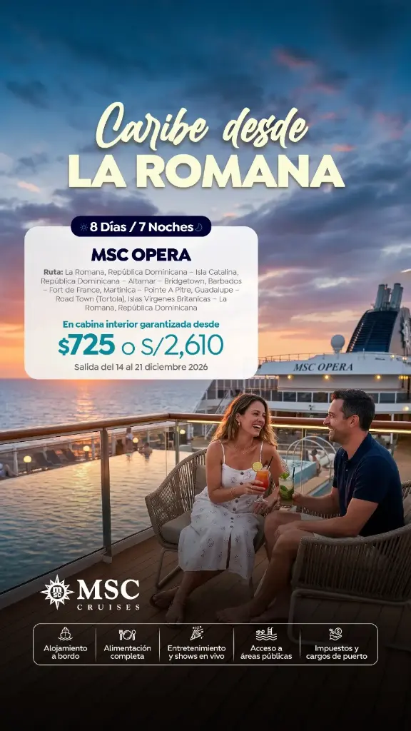 Crucero Caribe Sur con MSC Cruises desde La Romana