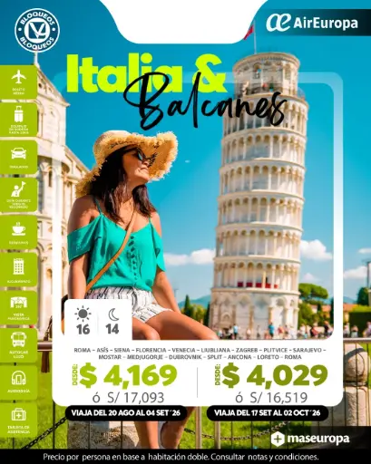 [PKG-IYB-002] Paquete Italia y Balcanes